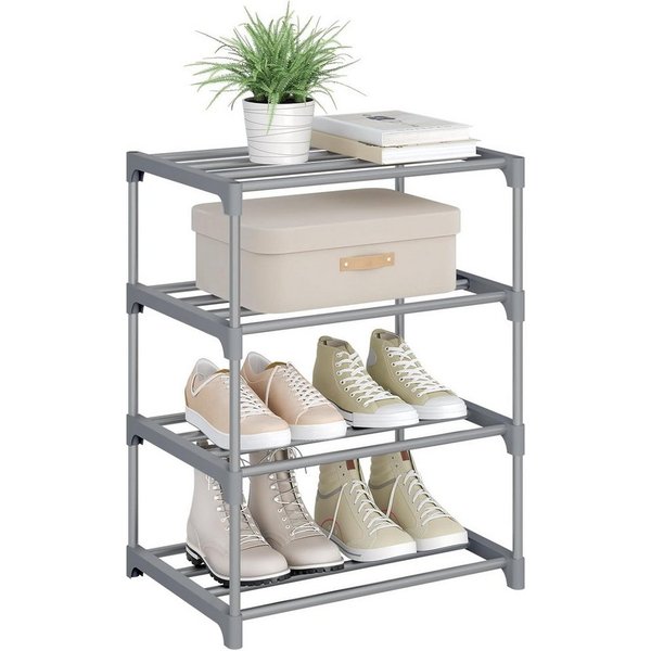 Woltu Schuhregal, offener Schuhschrank Metall. 4 Ebenen für 8 Paar Schuhe