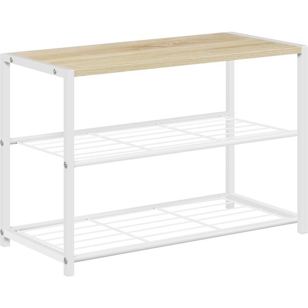 Woltu Schuhregal, 1-tlg., Badregal Schuhablage Organizier mit 2 Ablagen, Holz Metall