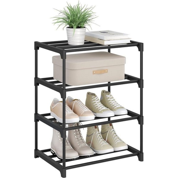 Woltu Schuhregal, offener Schuhschrank Metall. 4 Ebenen für 8 Paar Schuhe