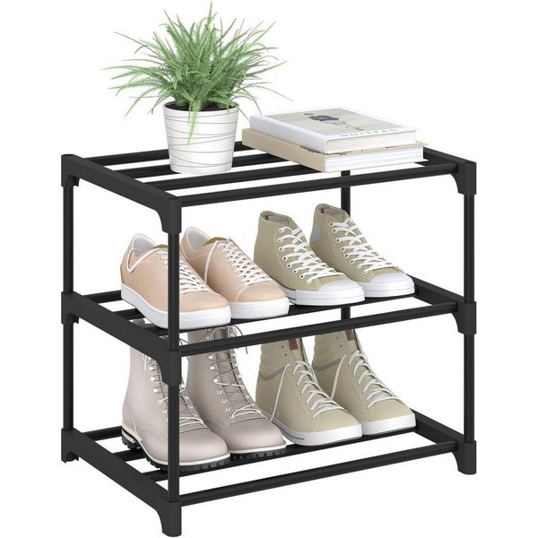 Woltu Schuhregal, offener Schuhschrank Metall. 3 Ebenen für 6 Paar Schuhe