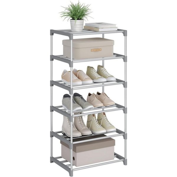 Woltu Schuhregal, offener Schuhschrank Metall. 6 Ebenen für 12 Paar Schuhe