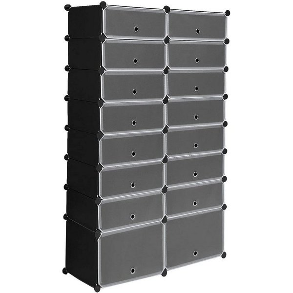 Woltu Schuhschrank (1-St) mit Tür, DIY Schuhschrank, 16 Fächer, Kunststoff