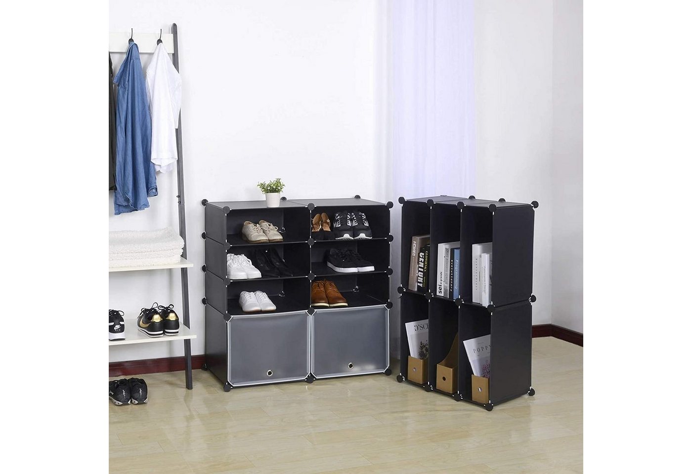 Woltu Schuhschrank (1-St) mit Tür, DIY Schuhschrank, 16 Fächer, Kunststoff – Bild 2 von 5
