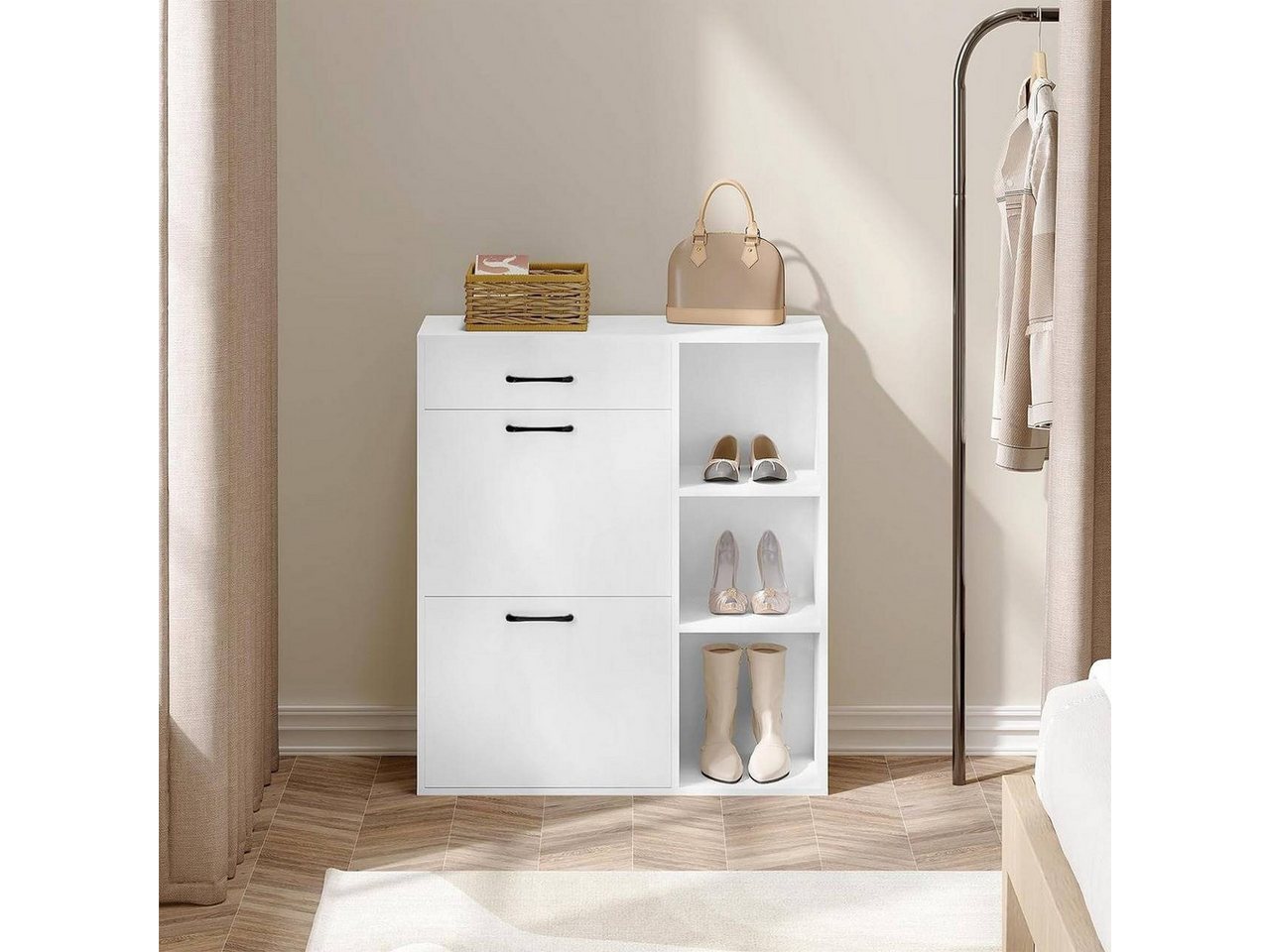 Woltu Schuhschrank (1-St) Schuhkipper mit 2 Klappfächern, platzsparend – Bild 2 von 5