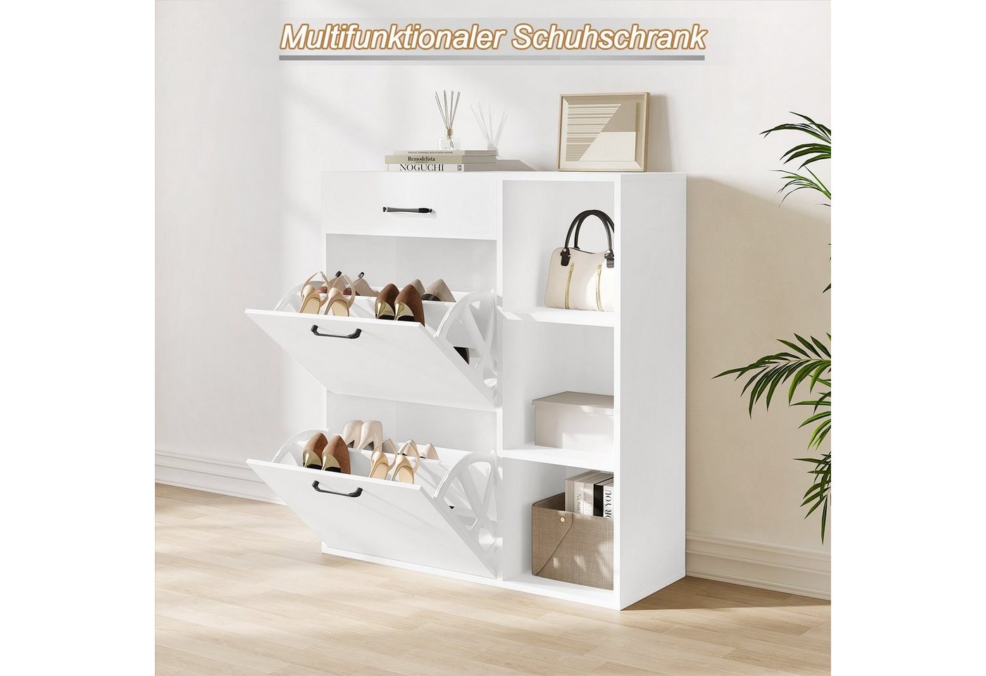 Woltu Schuhschrank (1-St) Schuhkipper mit 2 Klappfächern, platzsparend – Bild 5 von 5