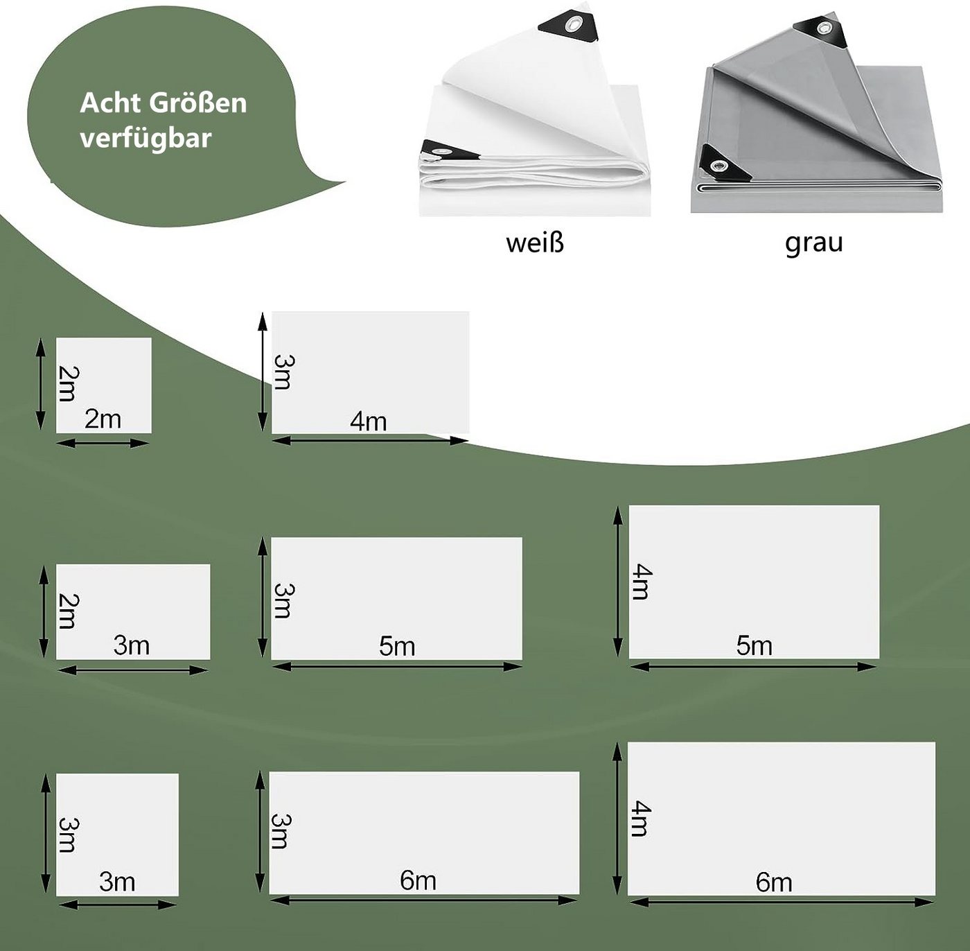 Woltu Schutzplane, Abdeckplane wasserdicht mit Ösen 140 g/m² PE UV-beständig – Bild 3 von 5