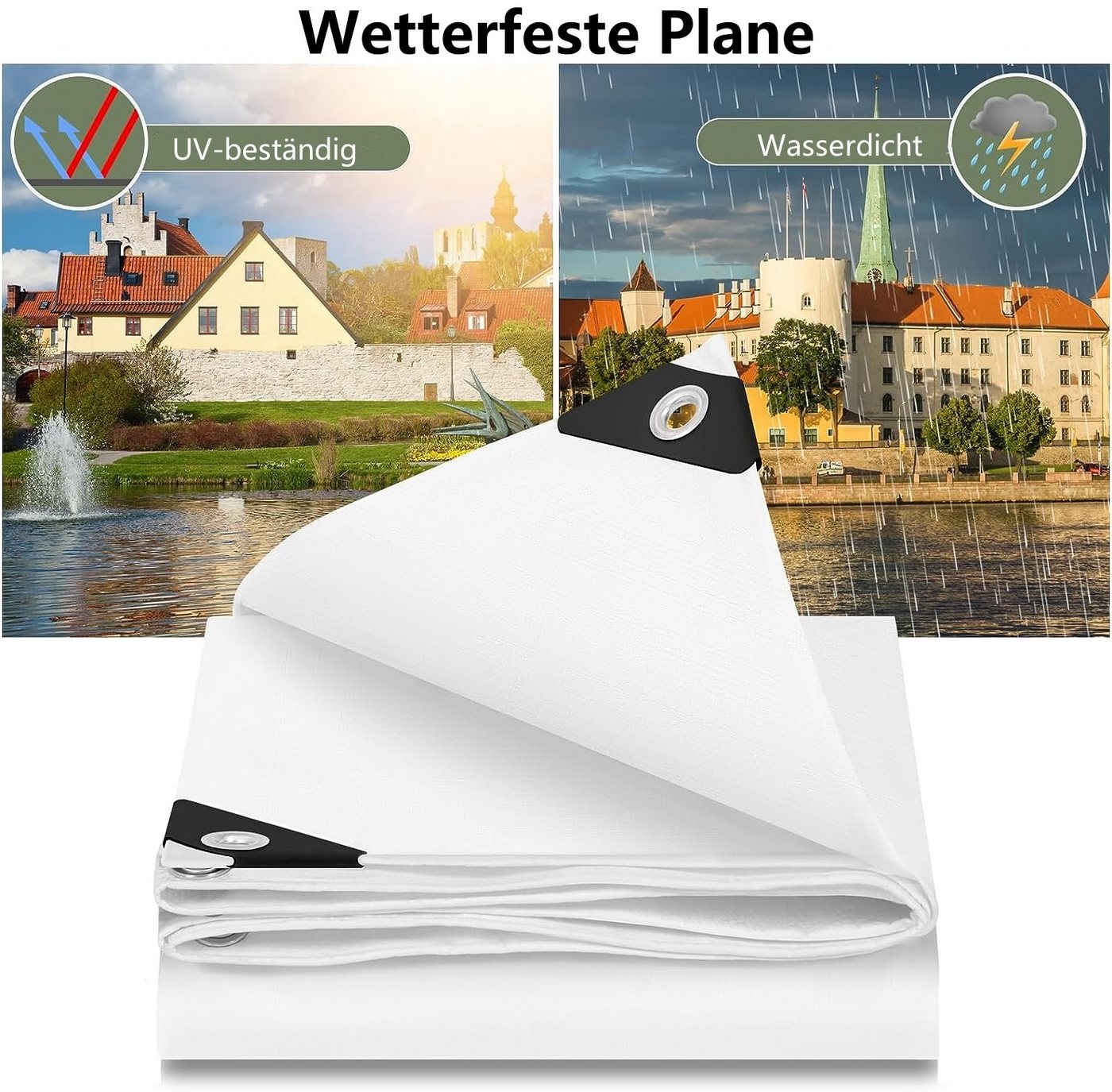 Woltu Schutzplane, Abdeckplane wasserdicht mit Ösen 140 g/m² PE UV-beständig – Bild 5 von 5
