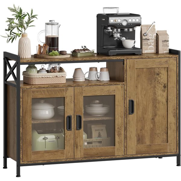 Woltu Sideboard, Küchenschrank aus MDF und Metall, für Küche Wohnzimmer Flur