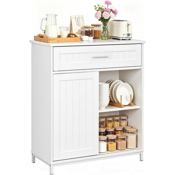 Woltu Sideboard, Küchenschrank mit Arbeitsplatte Schiebetür und verstellbare Ablage