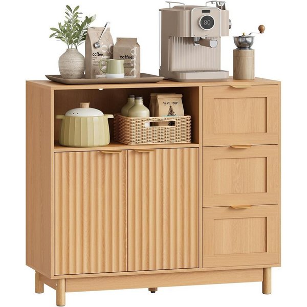 Woltu Sideboard, Kommode mit 3 Schubladen, Küchenschrank mit verstellbarer Ablage
