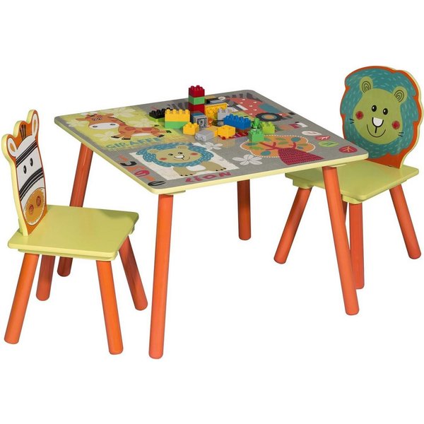Woltu Sitzgruppe, (3-tlg), Waldtiere Tisch&Stuhlsets Kindertisch mit 2 Stühle