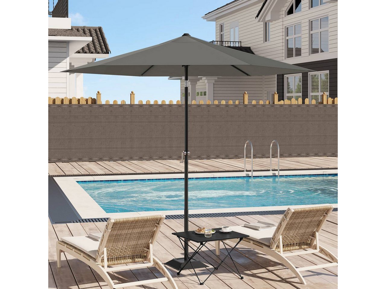 Woltu Sonnenschirm, Strandschirm UV-beständig, 45° knickbar, Handkurbel – Bild 2 von 5
