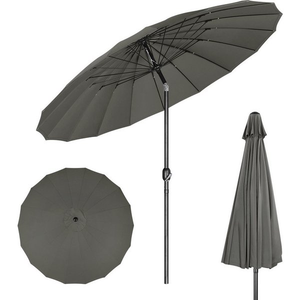 Woltu Sonnenschirm, Gartenschirm mit Kurbel, Ø 257/273 cm, für Terrasse, Patio, Pool