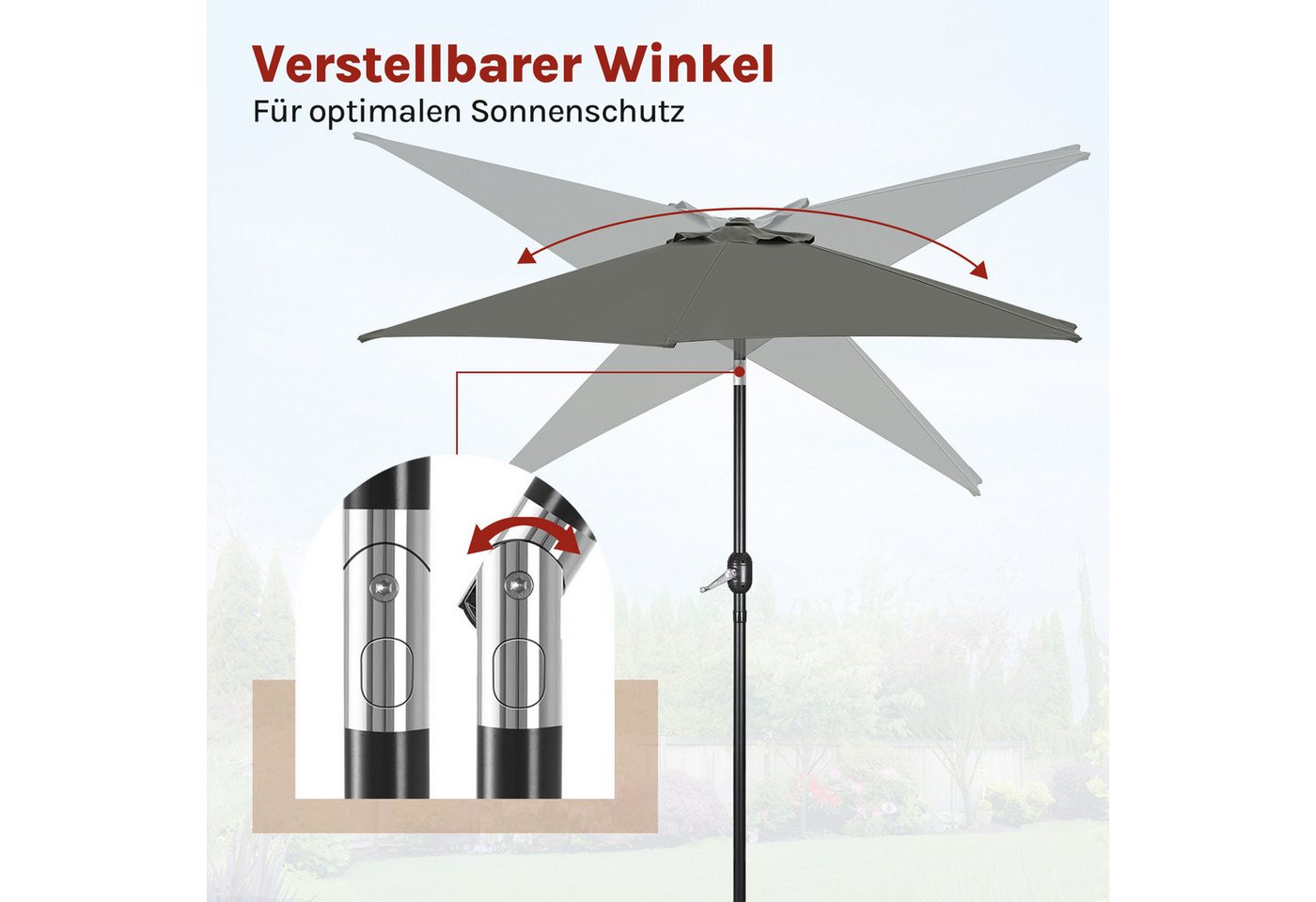 Woltu Sonnenschirm, Strandschirm UV-beständig, 45° knickbar, Handkurbel – Bild 5 von 5