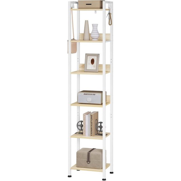 Woltu Standregal, mit 6 Ebenen, 4 Haken, Küchenregal Lagerregal