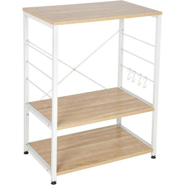 Woltu Standregal, 1-tlg., Standregal aus Holz & Metall mit 3 Ablagen für Küche