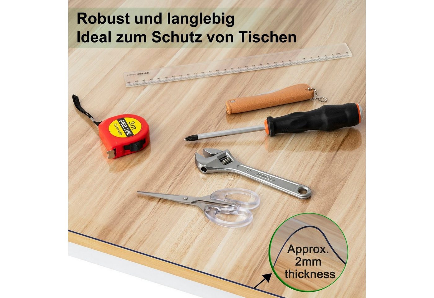 Woltu Tischdecke (1-tlg), 2 mm Wasserdicht Durchsichtige Tischfolie aus PVC – Bild 4 von 5