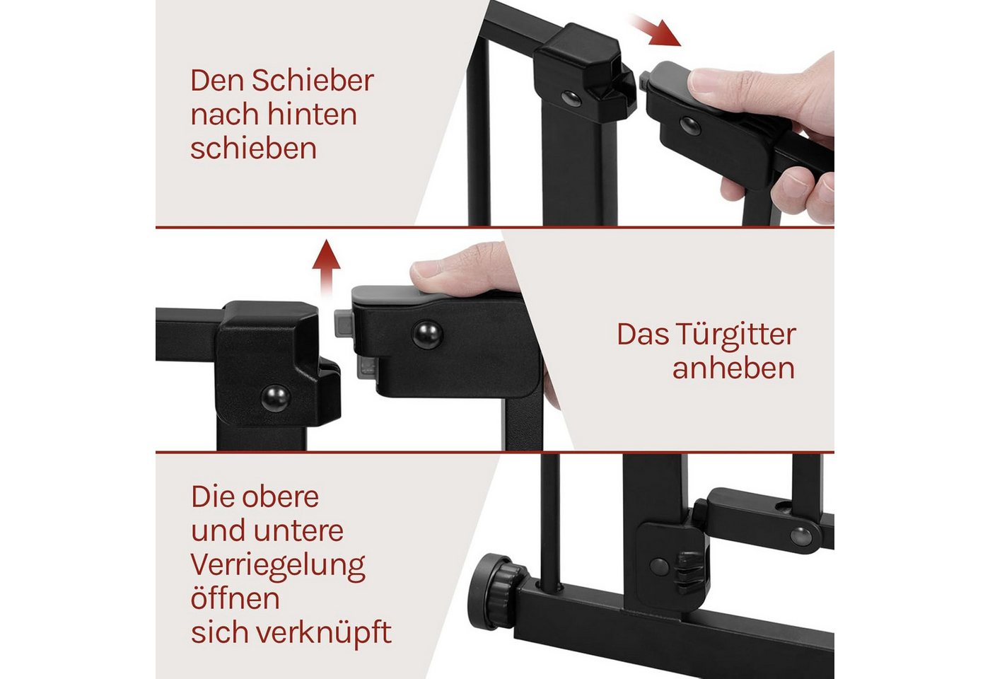 Woltu Treppenschutzgitter (1 St), Auto-Close Türschutzgitter beidseitig schwenkbar 75-107cm – Bild 3 von 5