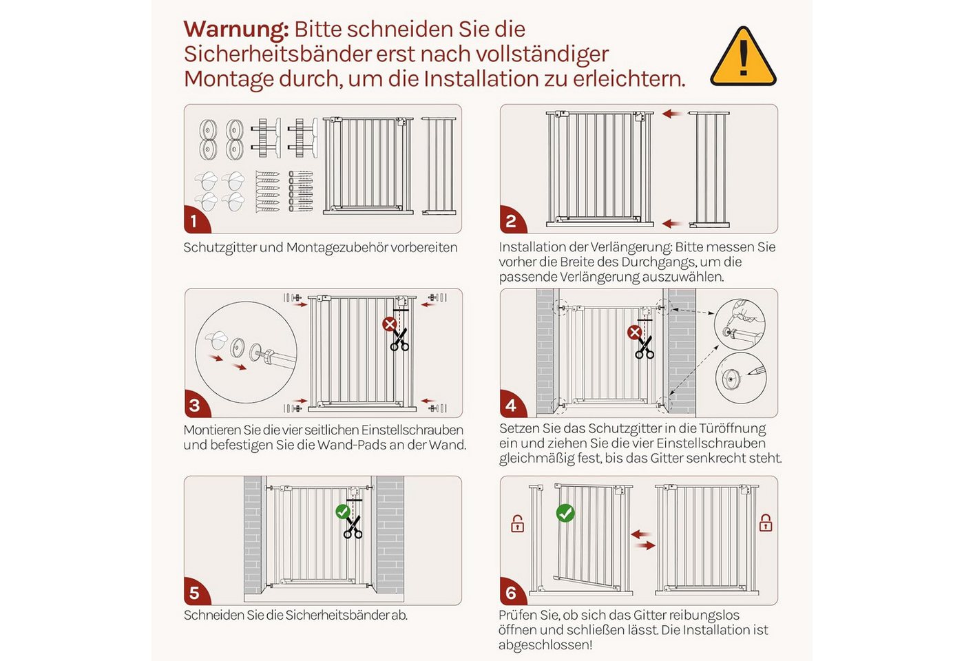 Woltu Treppenschutzgitter (1 St), Auto-Close Türschutzgitter beidseitig schwenkbar 75-107cm – Bild 5 von 5