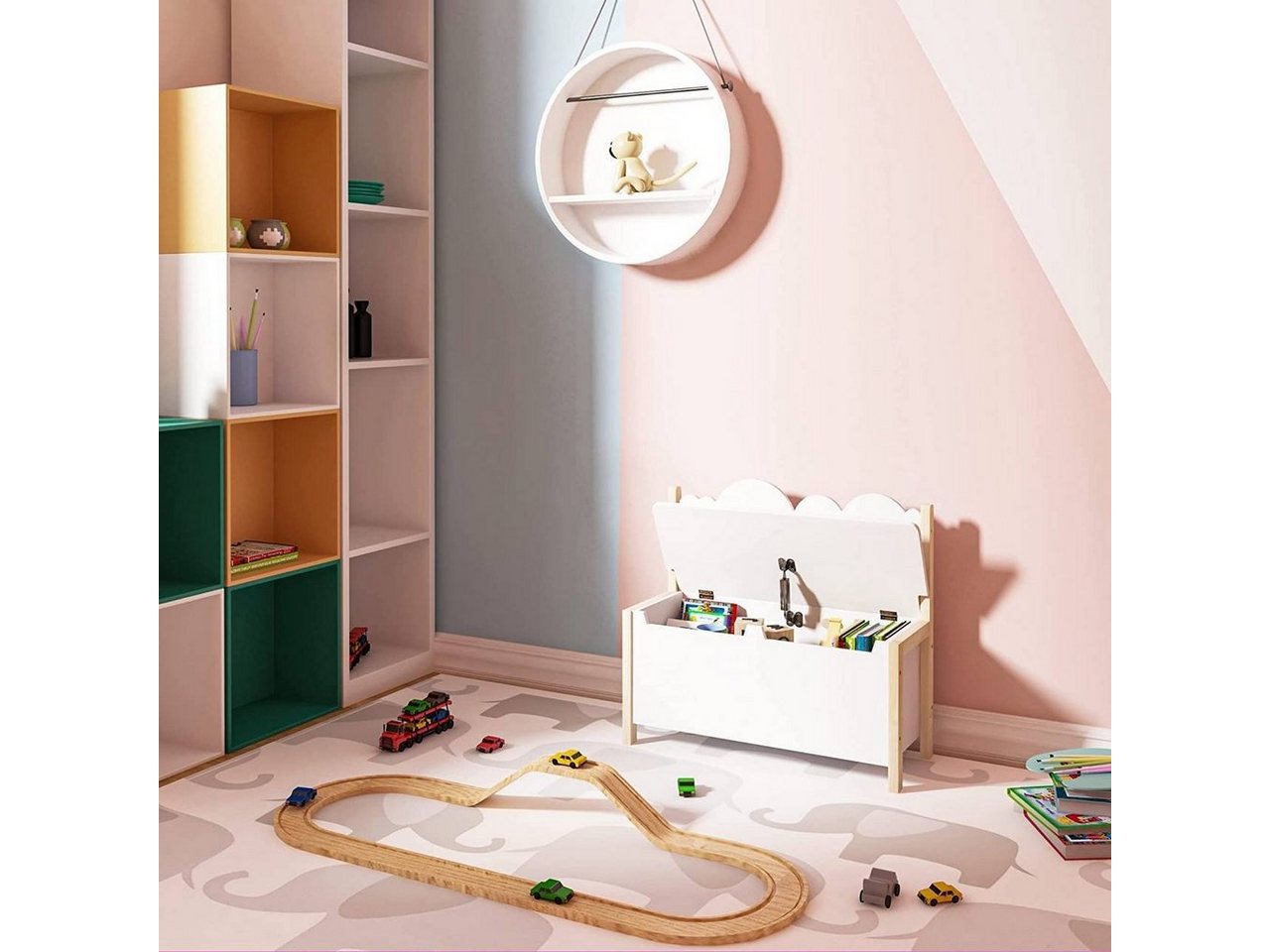 Woltu Truhenbank (1-St), Kindersitzbank mit Stauraum, 2 in 1 Spielzeugkiste – Bild 2 von 5