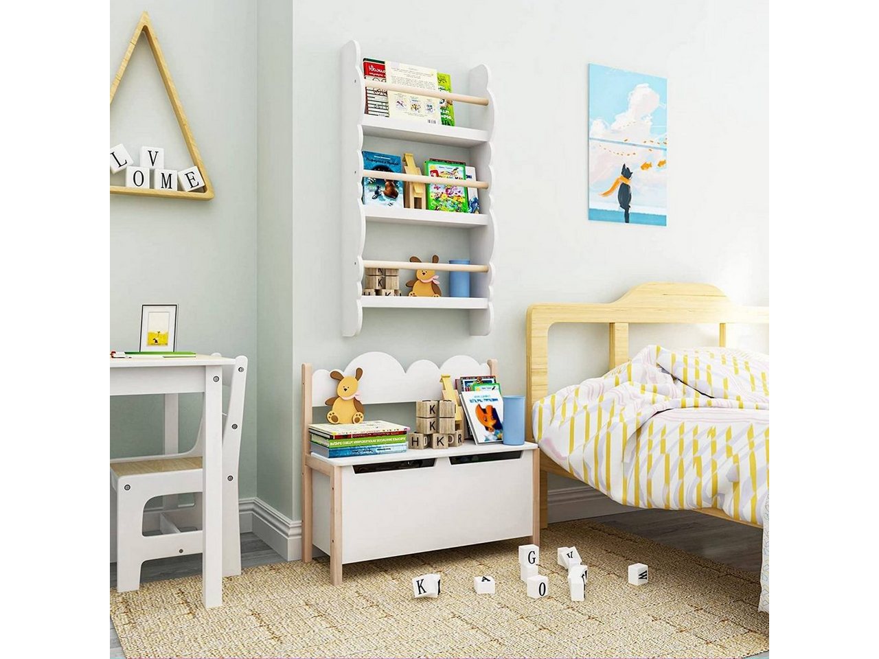 Woltu Truhenbank (1-St), Kindersitzbank mit Stauraum, 2 in 1 Spielzeugkiste – Bild 3 von 5
