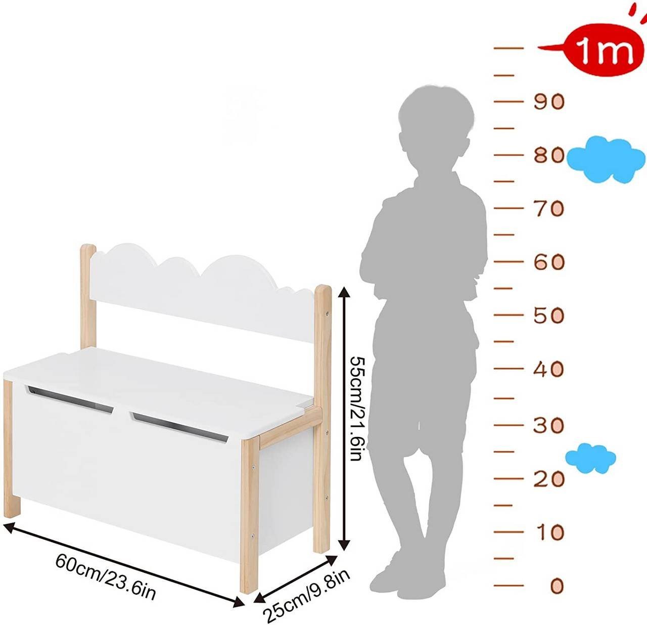 Woltu Truhenbank (1-St), Kindersitzbank mit Stauraum, 2 in 1 Spielzeugkiste – Bild 4 von 5
