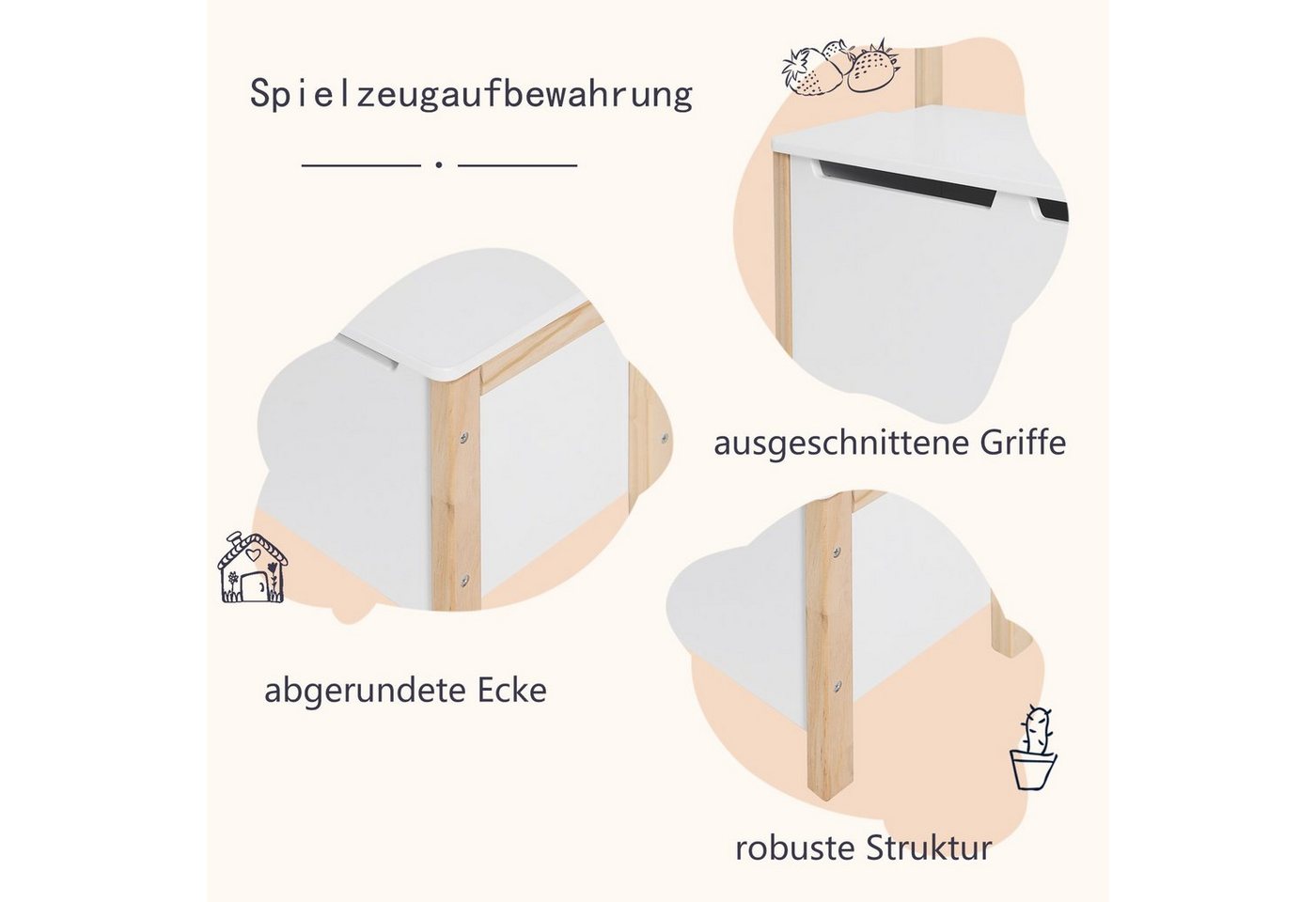 Woltu Truhenbank (1-St), Kindersitzbank mit Stauraum, 2 in 1 Spielzeugkiste – Bild 5 von 5