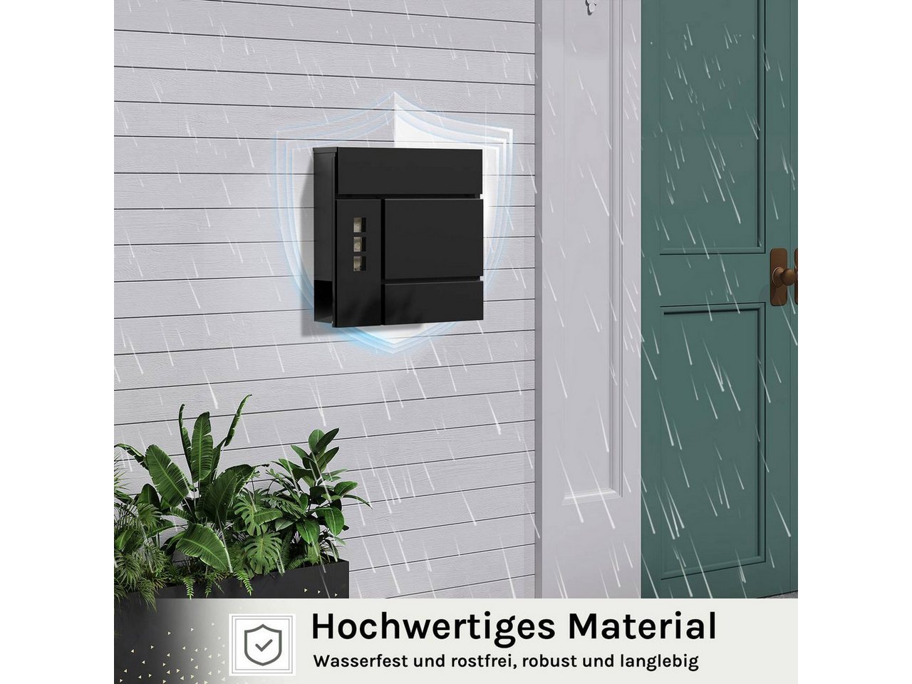 Woltu Wandbriefkasten (1-St), Postkasten mit Zeitungsfach Sichtfenstern Klappdeckel, abschließbar – Bild 2 von 5
