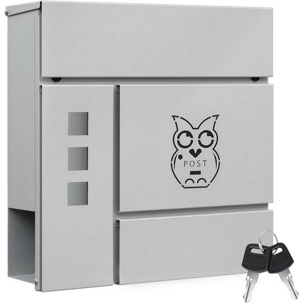 Woltu Wandbriefkasten (1-St), mit Zeitungsfach, Sichtfenstern, Wandbriefkasten abschließbar