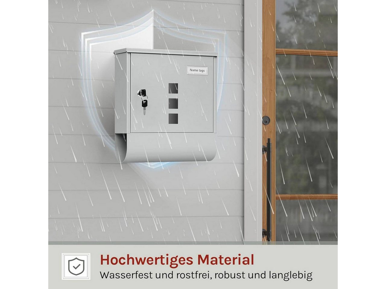 Woltu Wandbriefkasten (1-St), Postkasten mit 2 Schlüsseln, abschließbar, Sichtfenster – Bild 5 von 5