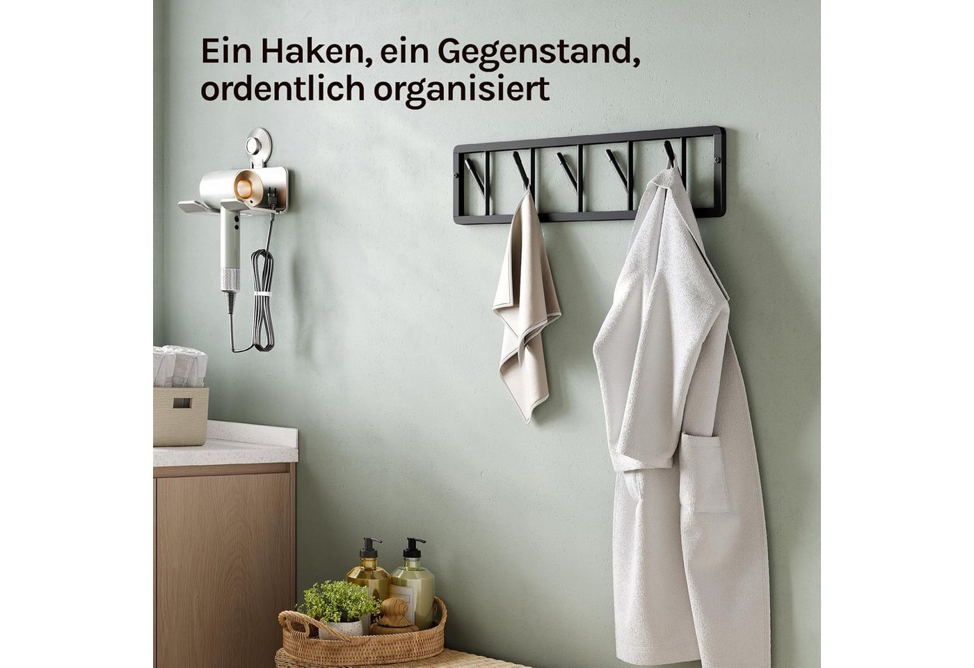 Woltu Wandgarderobe (1 St), mit 5 drehbaren Garderobenhaken, aus Metall – Bild 4 von 5
