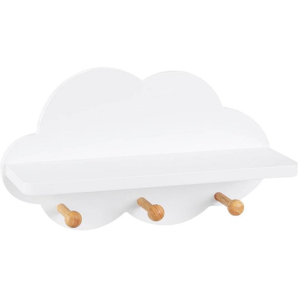 Woltu Wandregal, 1-tlg., Kinder Wolkenregal mit Haken, weiß