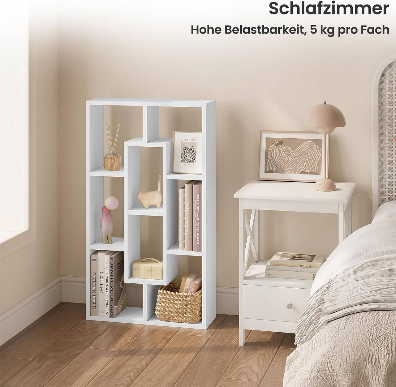 Woltu Wandregal, 1-tlg., Hängeregal mit 8 Fächern, 85x48x16 cm – Bild 4 von 5