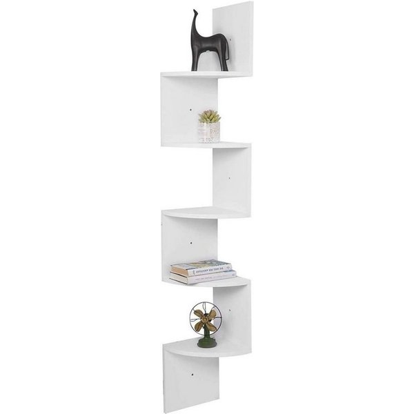 Woltu Wandregal, 1-tlg., Bücherregal Eckregal Zickzack mit 5 Regalböden, 156cm hoch