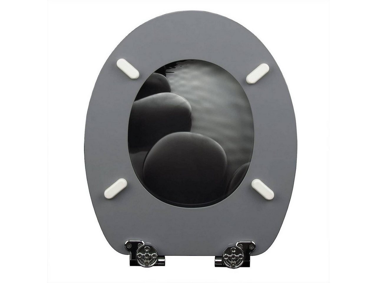 Woltu WC-Sitz (1-St), WC-Sitz MDF Schwarze Steinen mit Absenkautomatik – Bild 5 von 5