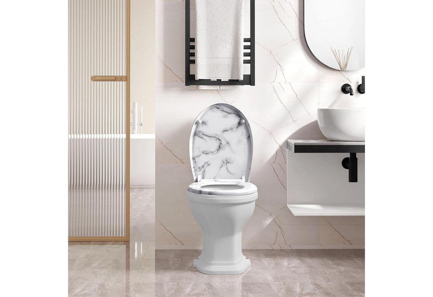 Woltu WC-Sitz (1-St), Toilettendeckel mit Absenkautomatik, 175 kg belastbar – Bild 2 von 5