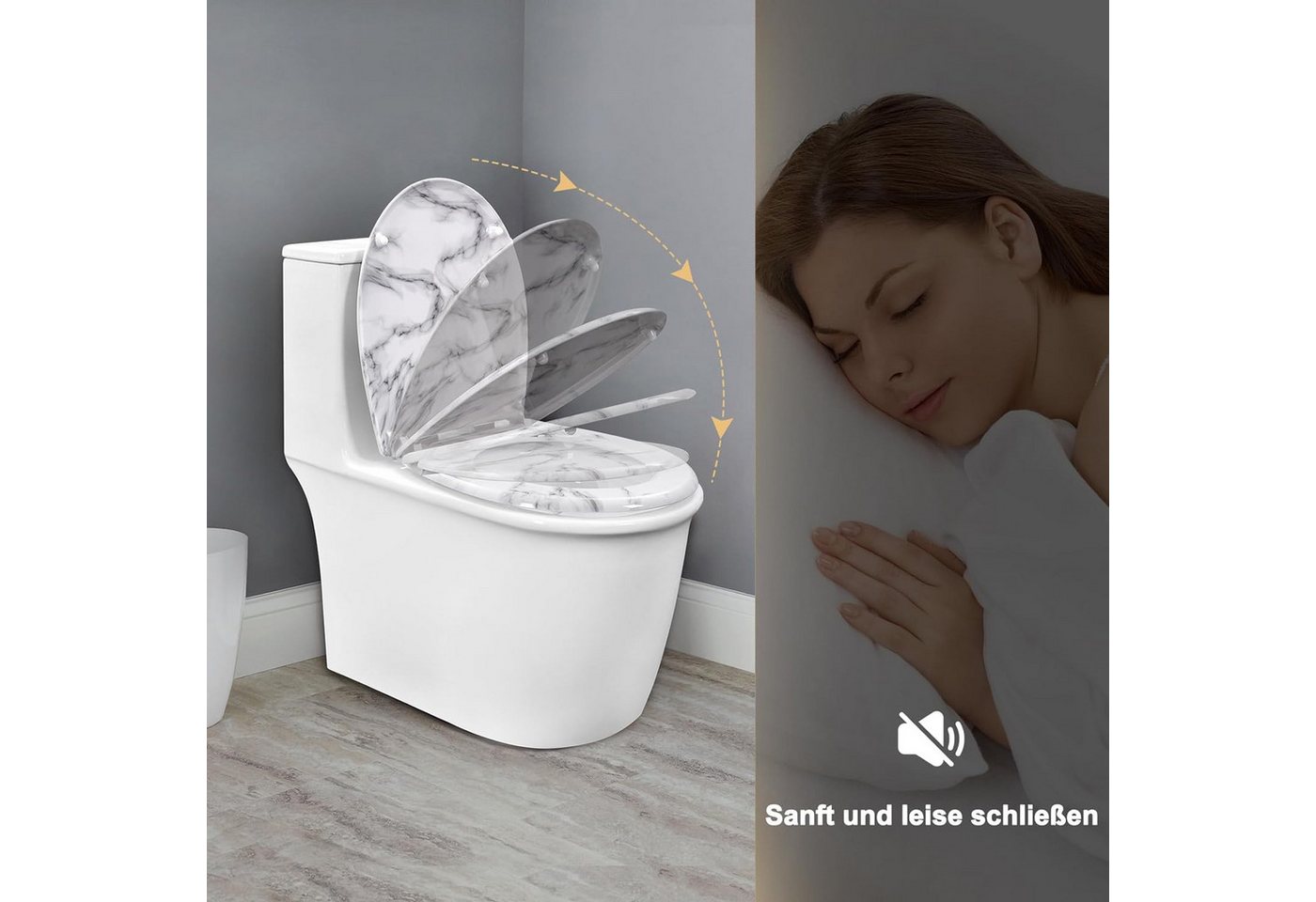 Woltu WC-Sitz (1-St), Toilettendeckel mit Absenkautomatik, 175 kg belastbar – Bild 4 von 5