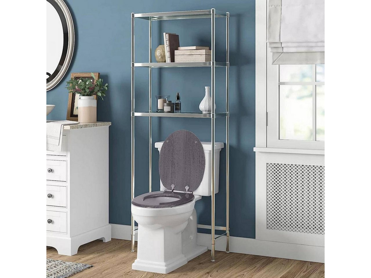 Woltu WC-Sitz (1-St), Toilettensitz mit Absenkautomatik, MDF Holzkern – Bild 2 von 5