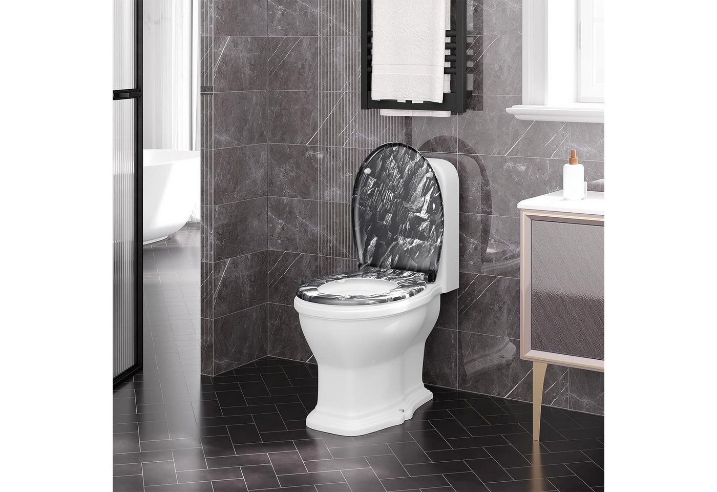 Woltu WC-Sitz (1-St), Toilettendeckel mit Absenkautomatik, 175 kg belastbar – Bild 2 von 5