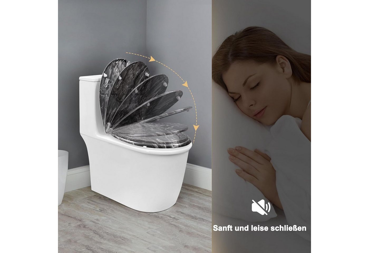 Woltu WC-Sitz (1-St), Toilettendeckel mit Absenkautomatik, 175 kg belastbar – Bild 4 von 5