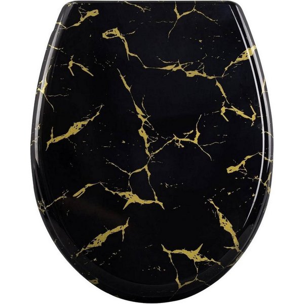 Woltu WC-Sitz (1-St), schwarzer Toilettendeckel mit goldenem Glitzer