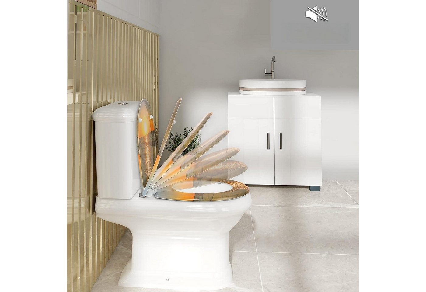 Woltu WC-Sitz (1-St), Duroplast mit Absenkautomatik und Schnellbefestigung – Bild 4 von 5