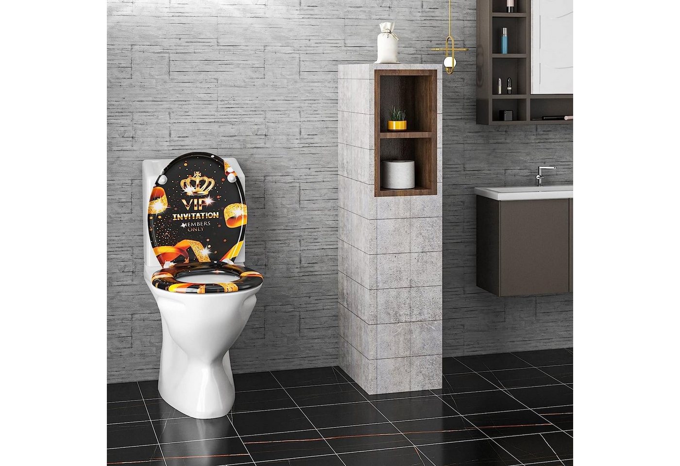 Woltu WC-Sitz (1-St), mit Absenkautomatik, Duroplast, Softclose Scharnier – Bild 5 von 5