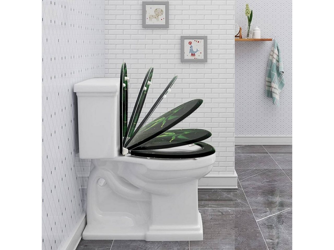 Woltu WC-Sitz (1-St), mit Abesenkautomatik, aus Duroplast, Deco Design – Bild 4 von 5