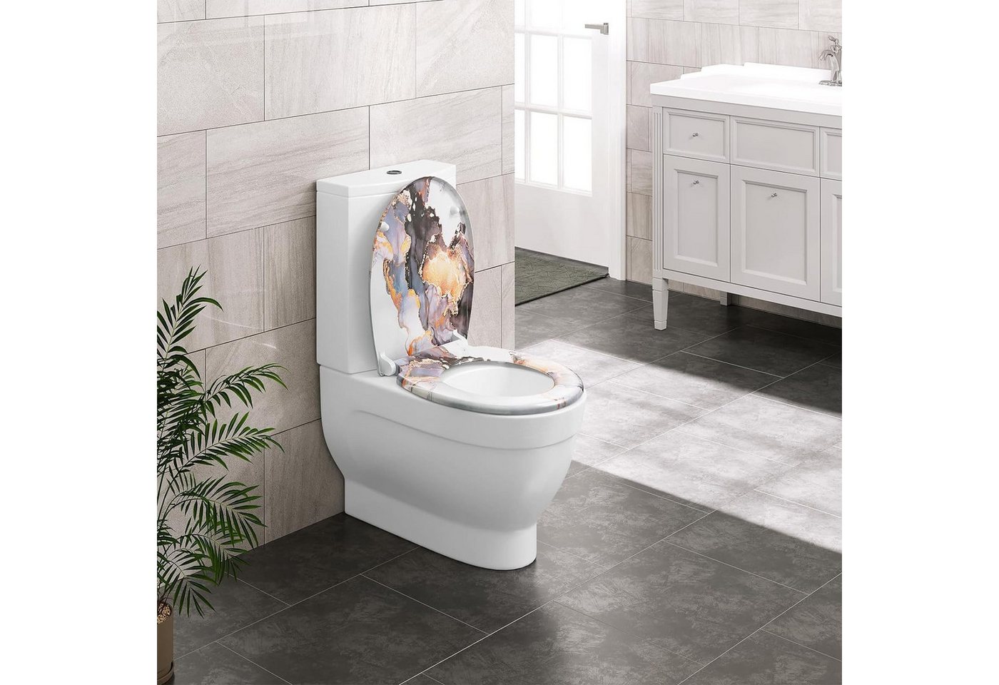 Woltu WC-Sitz (1-St), Toilettendeckel mit Absenkautomatik, 175 kg belastbar – Bild 2 von 5