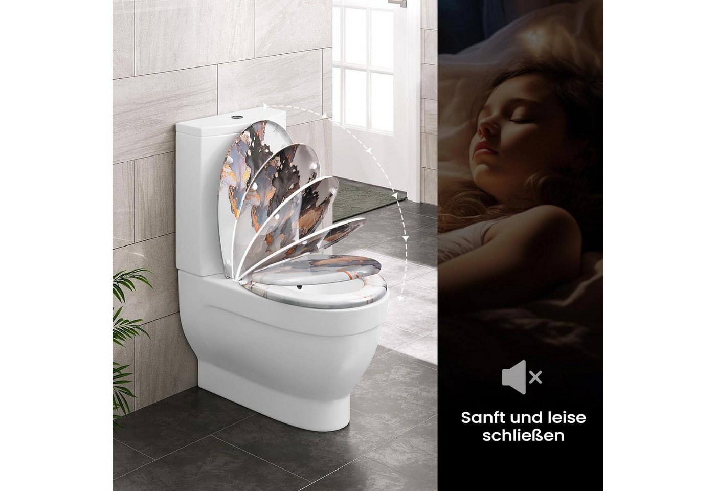 Woltu WC-Sitz (1-St), Toilettendeckel mit Absenkautomatik, 175 kg belastbar – Bild 3 von 5