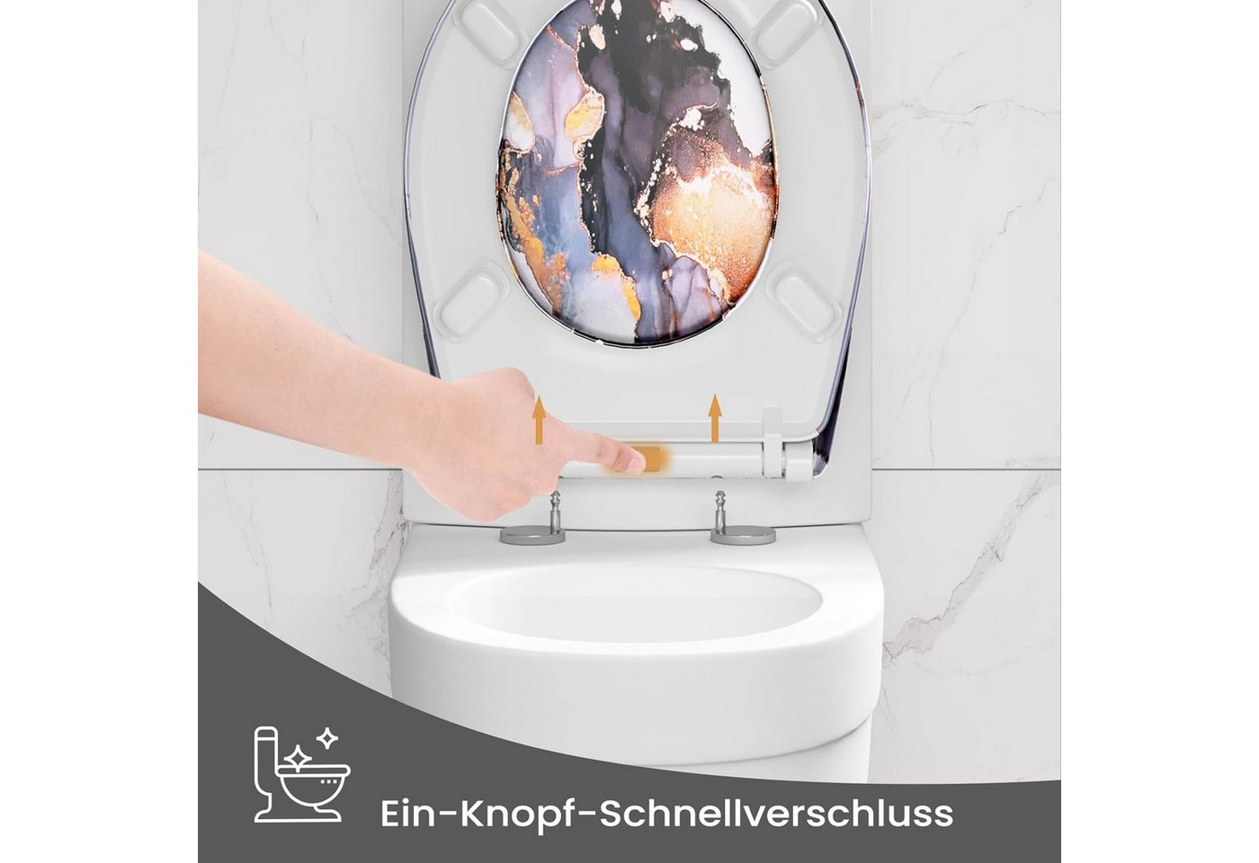 Woltu WC-Sitz (1-St), Toilettendeckel mit Absenkautomatik, 175 kg belastbar – Bild 4 von 5