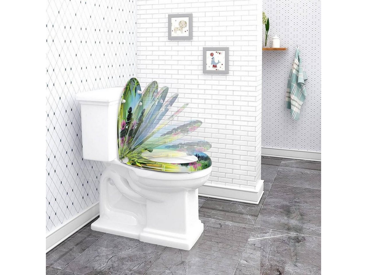 Woltu WC-Sitz (1-St), mit Abesenkautomatik, aus Duroplast, Deco Design – Bild 3 von 5