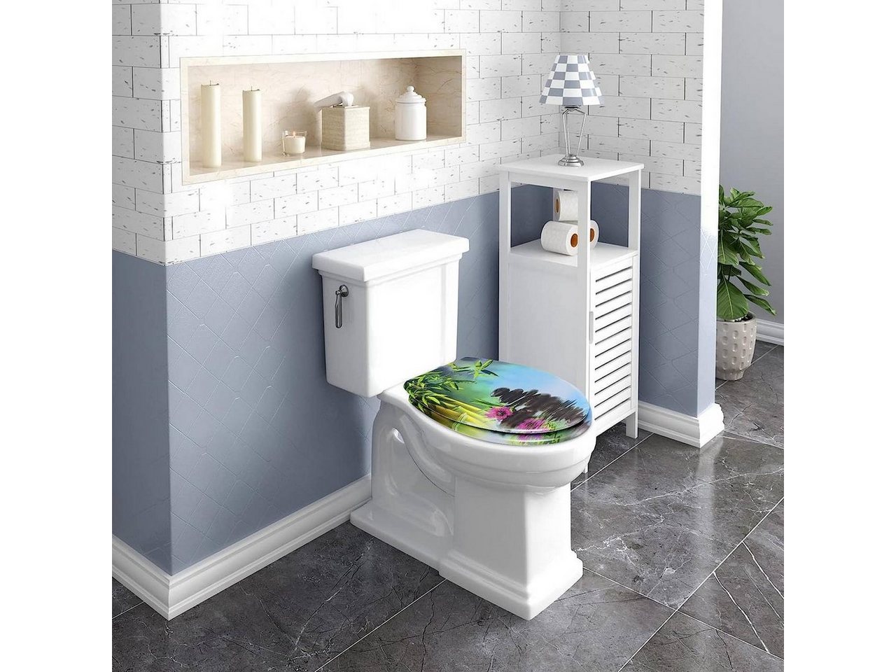 Woltu WC-Sitz (1-St), mit Abesenkautomatik, aus Duroplast, Deco Design – Bild 4 von 5