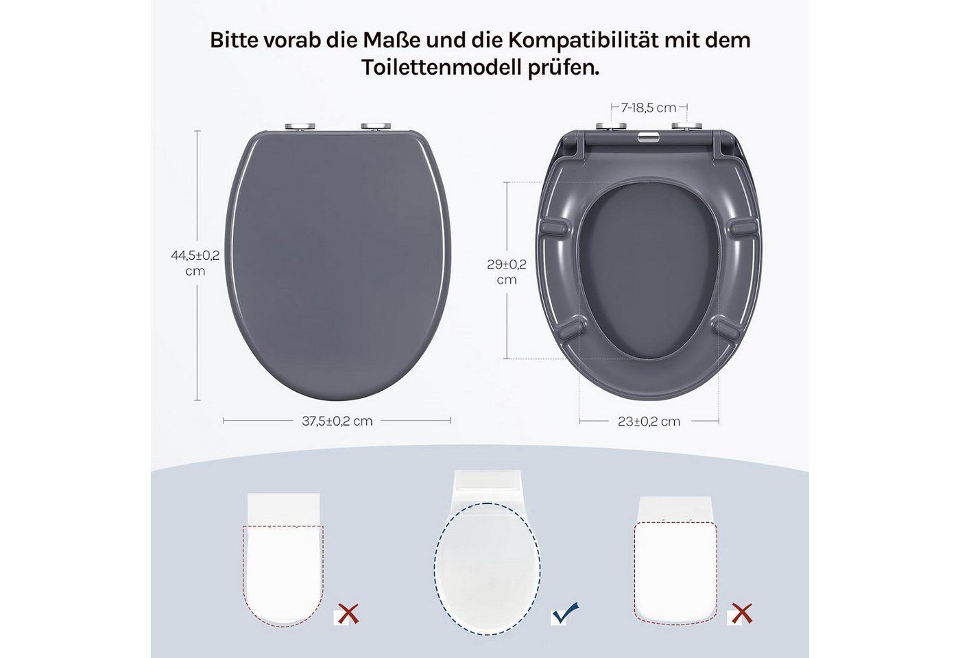 Woltu WC-Sitz (1-St), mit Absenkautomatik Softclose mit Quick Release – Bild 3 von 5